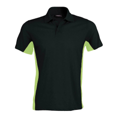 KARIBAN Férfi kétszínű rövid ujjú galléros piké póló, Kariban KA232, Black/Lime-M