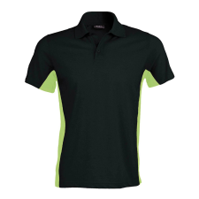 KARIBAN Férfi kétszínű rövid ujjú galléros piké póló, Kariban KA232, Black/Lime-S férfi póló