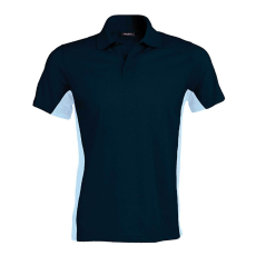 KARIBAN Férfi kétszínű rövid ujjú galléros piké póló, Kariban KA232, Navy/Sky Blue-2XL