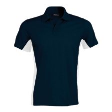 KARIBAN Férfi kétszínű rövid ujjú galléros piké póló, Kariban KA232, Navy/White-2XL férfi póló