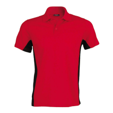 KARIBAN Férfi kétszínű rövid ujjú galléros piké póló, Kariban KA232, Red/Black-L