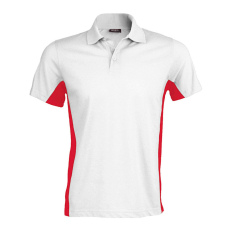 KARIBAN Férfi kétszínű rövid ujjú galléros piké póló, Kariban KA232, White/Red-2XL