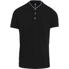 KARIBAN Férfi mandarin galléros rövid ujjú póló, Kariban KA223, Black/Oxford Grey-2XL