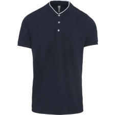 KARIBAN Férfi mandarin galléros rövid ujjú póló, Kariban KA223, Navy/White-3XL férfi póló