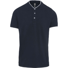 KARIBAN Férfi mandarin galléros rövid ujjú póló, Kariban KA223, Navy/White-L