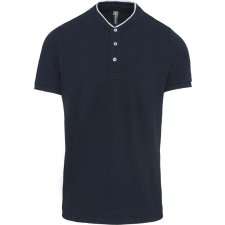 KARIBAN Férfi mandarin galléros rövid ujjú póló, Kariban KA223, Navy/White-S férfi póló