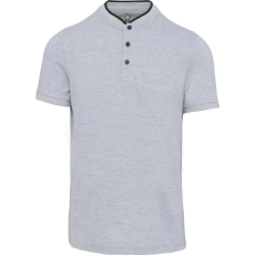 KARIBAN Férfi mandarin galléros rövid ujjú póló, Kariban KA223, Oxford Grey/Black-XL