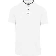 KARIBAN Férfi mandarin galléros rövid ujjú póló, Kariban KA223, White/Navy-2XL férfi póló
