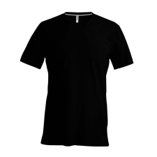 KARIBAN Férfi oldalvarrott V-nyakú rövid ujjó póló, Kariban KA357, Black-4XL férfi póló