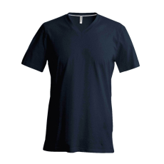 KARIBAN Férfi oldalvarrott V-nyakú rövid ujjó póló, Kariban KA357, Dark Grey-4XL