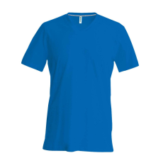 KARIBAN Férfi oldalvarrott V-nyakú rövid ujjó póló, Kariban KA357, Light Royal Blue-L
