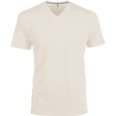 KARIBAN Férfi oldalvarrott V-nyakú rövid ujjó póló, Kariban KA357, Light Sand-XL