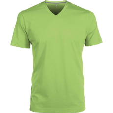 KARIBAN Férfi oldalvarrott V-nyakú rövid ujjó póló, Kariban KA357, Lime-2XL