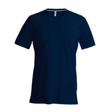 KARIBAN Férfi oldalvarrott V-nyakú rövid ujjó póló, Kariban KA357, Navy-M