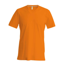 KARIBAN Férfi oldalvarrott V-nyakú rövid ujjó póló, Kariban KA357, Orange-3XL