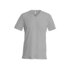KARIBAN Férfi oldalvarrott V-nyakú rövid ujjó póló, Kariban KA357, Oxford Grey-3XL
