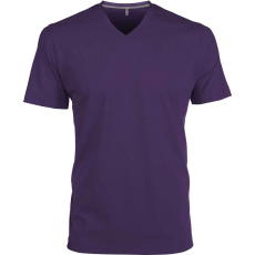 KARIBAN Férfi oldalvarrott V-nyakú rövid ujjó póló, Kariban KA357, Purple-XL