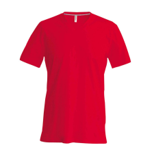 KARIBAN Férfi oldalvarrott V-nyakú rövid ujjó póló, Kariban KA357, Red-XL férfi póló