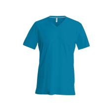 KARIBAN Férfi oldalvarrott V-nyakú rövid ujjó póló, Kariban KA357, Tropical Blue-2XL férfi póló