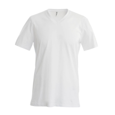 KARIBAN Férfi oldalvarrott V-nyakú rövid ujjó póló, Kariban KA357, White-2XL