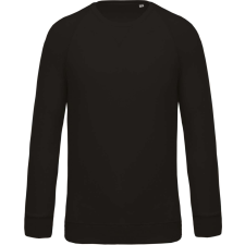 KARIBAN Férfi organikus környakas raglános pulóver, Kariban KA480, Black-XL férfi pulóver, kardigán