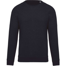 KARIBAN Férfi organikus környakas raglános pulóver, Kariban KA480, French Navy Heather-2XL