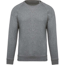 KARIBAN Férfi organikus környakas raglános pulóver, Kariban KA480, Grey Heather-M férfi pulóver, kardigán