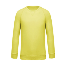 KARIBAN Férfi organikus környakas raglános pulóver, Kariban KA480, Lemon Yellow-S férfi pulóver, kardigán