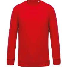 KARIBAN Férfi organikus környakas raglános pulóver, Kariban KA480, Red-XL férfi pulóver, kardigán