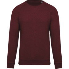 KARIBAN Férfi organikus környakas raglános pulóver, Kariban KA480, Wine Heather-2XL férfi pulóver, kardigán