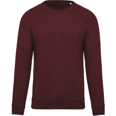 KARIBAN Férfi organikus környakas raglános pulóver, Kariban KA480, Wine Heather-XL