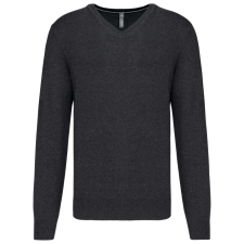 KARIBAN Férfi prémium V-nyakú pulóver, Kariban KA982, Black Heather-XS férfi pulóver, kardigán