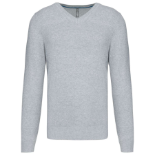 KARIBAN Férfi prémium V-nyakú pulóver, Kariban KA982, Light Grey Heather-S férfi pulóver, kardigán