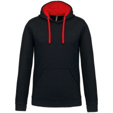 KARIBAN Férfi pulóver kontrasztos bélésű kapucnival, Kariban KA446, Black/Red-2XL férfi pulóver, kardigán