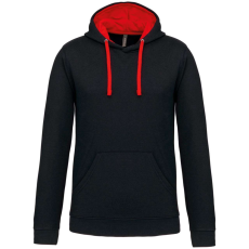 KARIBAN Férfi pulóver kontrasztos bélésű kapucnival, Kariban KA446, Black/Red-S