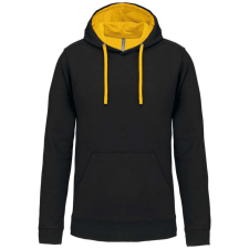 KARIBAN Férfi pulóver kontrasztos bélésű kapucnival, Kariban KA446, Black/Yellow-2XL férfi pulóver, kardigán