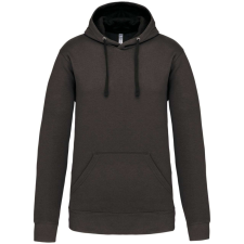 KARIBAN Férfi pulóver kontrasztos bélésű kapucnival, Kariban KA446, Dark Grey/Black-M férfi pulóver, kardigán