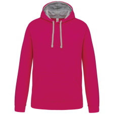 KARIBAN Férfi pulóver kontrasztos bélésű kapucnival, Kariban KA446, Fuchsia/Fine Grey-3XL férfi pulóver, kardigán