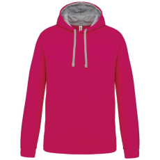 KARIBAN Férfi pulóver kontrasztos bélésű kapucnival, Kariban KA446, Fuchsia/Fine Grey-4XL