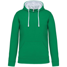 KARIBAN Férfi pulóver kontrasztos bélésű kapucnival, Kariban KA446, Light Kelly Green/White-3XL férfi pulóver, kardigán