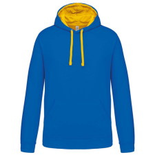 KARIBAN Férfi pulóver kontrasztos bélésű kapucnival, Kariban KA446, Light Royal Blue/Yellow-XS férfi pulóver, kardigán