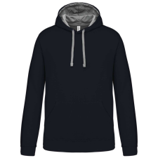 KARIBAN Férfi pulóver kontrasztos bélésű kapucnival, Kariban KA446, Navy/Fine Grey-3XL férfi pulóver, kardigán