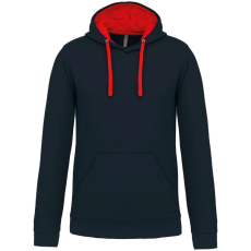 KARIBAN Férfi pulóver kontrasztos bélésű kapucnival, Kariban KA446, Navy/Red-XL