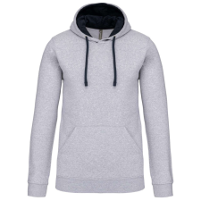 KARIBAN Férfi pulóver kontrasztos bélésű kapucnival, Kariban KA446, Oxford Grey/Navy-XL férfi pulóver, kardigán