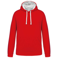 KARIBAN Férfi pulóver kontrasztos bélésű kapucnival, Kariban KA446, Red/White-M férfi pulóver, kardigán