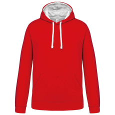 KARIBAN Férfi pulóver kontrasztos bélésű kapucnival, Kariban KA446, Red/White-XS