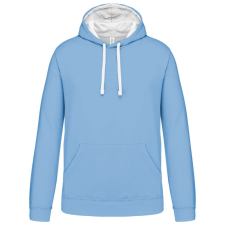 KARIBAN Férfi pulóver kontrasztos bélésű kapucnival, Kariban KA446, Sky Blue/White-2XL férfi pulóver, kardigán