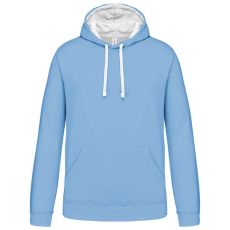 KARIBAN Férfi pulóver kontrasztos bélésű kapucnival, Kariban KA446, Sky Blue/White-3XL