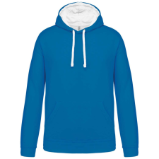 KARIBAN Férfi pulóver kontrasztos bélésű kapucnival, Kariban KA446, Tropical Blue/White-L férfi pulóver, kardigán