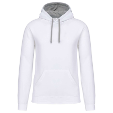 KARIBAN Férfi pulóver kontrasztos bélésű kapucnival, Kariban KA446, White/Fine Grey-4XL
